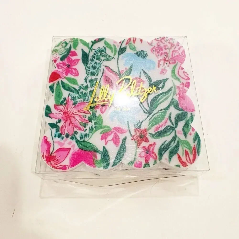 NIB Lilly Pulitzer Ceramic Coasters Glowing Gardens Floral Set of 4